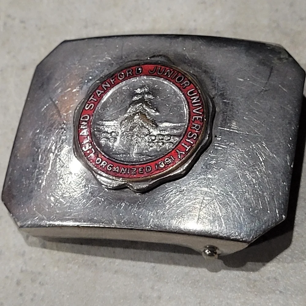 Vintage Leland Stanford Junior University Seal Logo Belt Buckle 1X2 inch